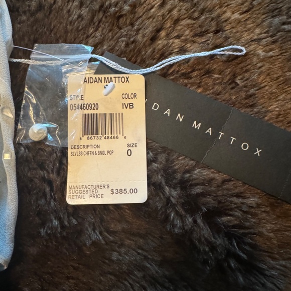 Aidan Mattox Embellished Popover Cocktail Dress White Black Size 0 NWT - Picture 7 of 9